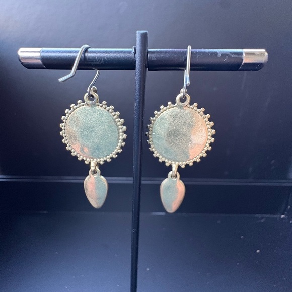 Turquoise and Gold Bohemian Earrings - Picture 4 of 16